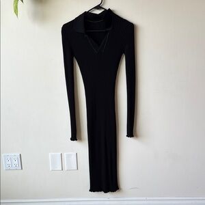 Elegant Black Ribbed Dress